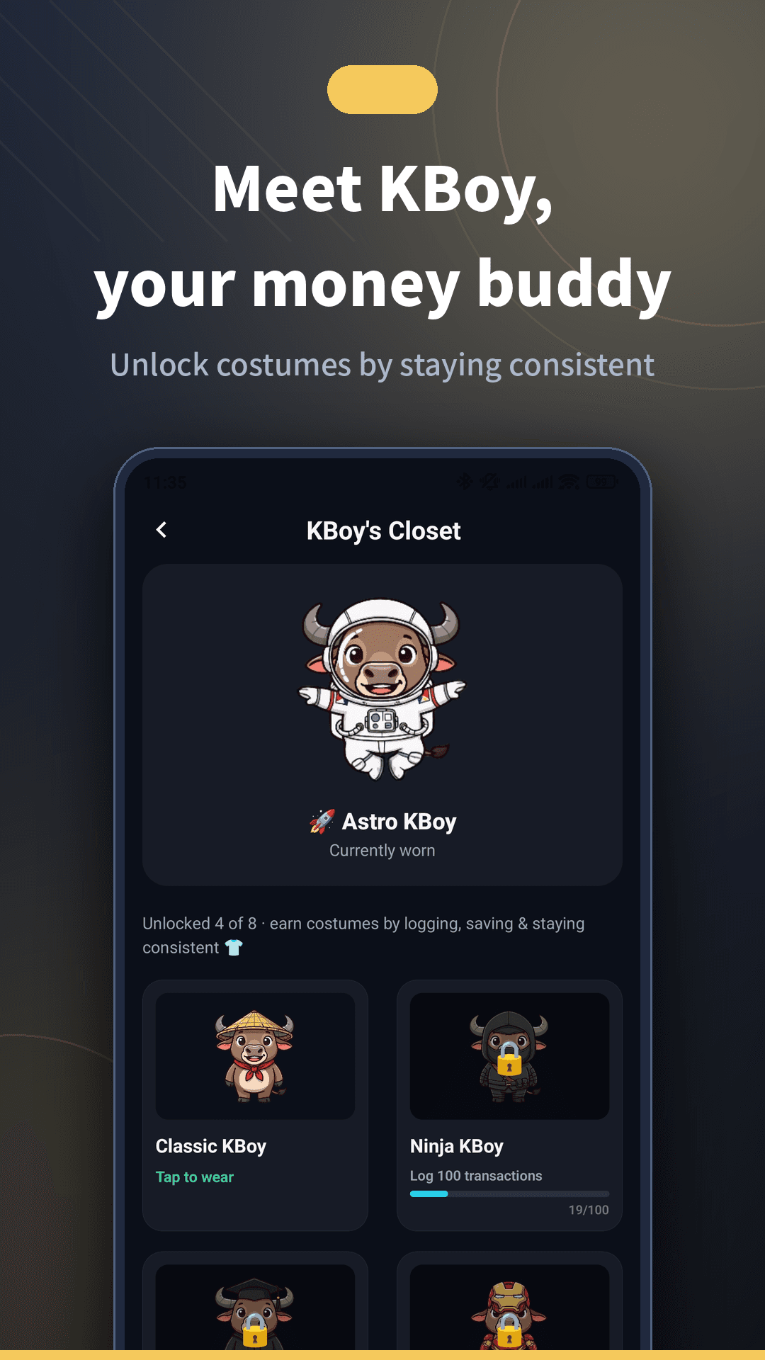 KBoy's Closet with unlockable mascot costumes